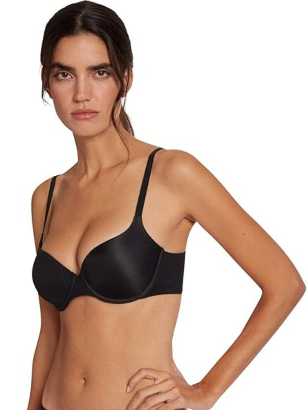 $165 Wolford Pure Cup Bra Black Underwire Seamless Comfort Soft Molded Cups